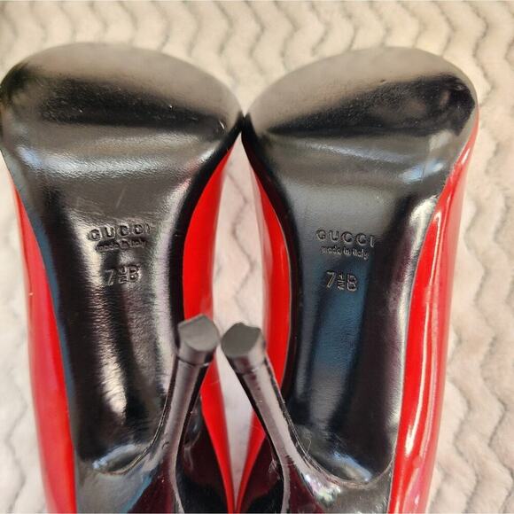 GUCCI RED PATENT LEATHER HEELS 7.5B - Picture 7 of 11